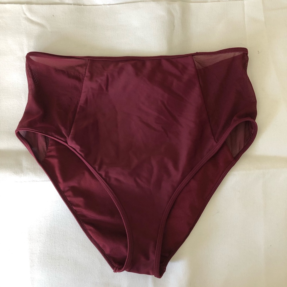 High waisted bikini bottoms with mesh sides